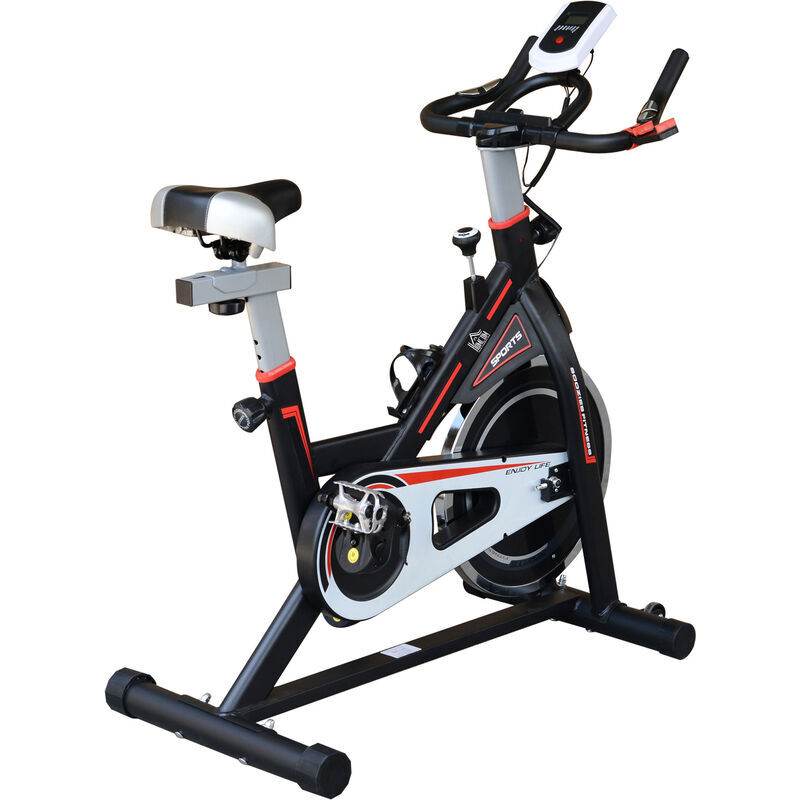 Homcom - bicicleta estática resistencia ajustable bicicleta fitness volante inercia 8 kg lcd sillín manillar ajustables soporte tableta 103x48x115 cm