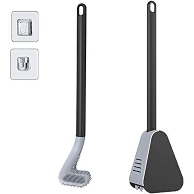 TREETALK Scopa Per Wc Da Golf Con Supporto E Testina, Scopa Per Wc In Silicone Con Manico Lungo (nero) TREETALK Scopa Per Wc Da Golf Con Supporto E Testina, Scopa Per Wc In Silicone Con Manico Lungo (nero)