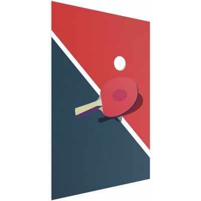 OEM Póster - Tenis De Mesa - Pelota Y Raqueta Sobre La Mesa OEM Póster - Tenis De Mesa - Pelota Y Raqueta Sobre La Mesa
