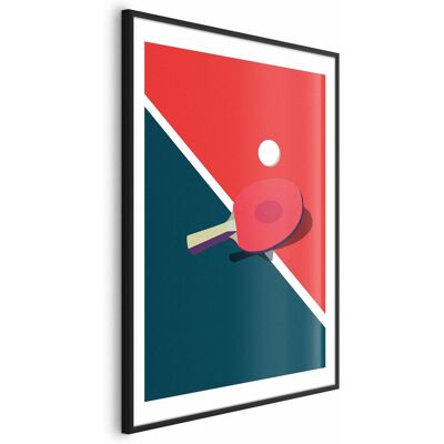 OEM Póster - Tenis De Mesa - Pelota Y Raqueta Sobre La Mesa OEM Póster - Tenis De Mesa - Pelota Y Raqueta Sobre La Mesa