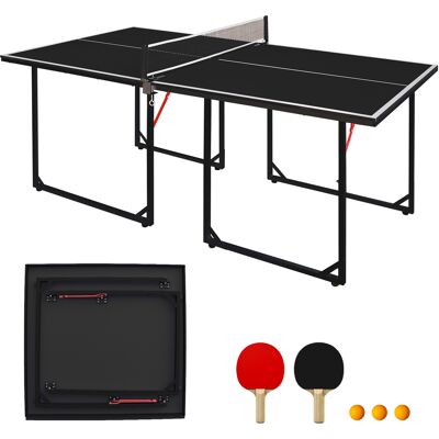 JHY DESIGN Mesa De Ping-pong Plegable Y Portátil De Tamaño Mediano (182 Cm / 6 Pies), Ideal Para Jugar Tanto En Interiores Como En Exteriores. Incluye Red, 2 Paletas Y 3 Pelotas. Mesa Y Patas Negras. JHY DESIGN Mesa De Ping-pong Plegable Y Portátil De Tamaño Mediano (182 Cm / 6 Pies), Ideal Para Jugar Tanto En Interiores Como En Exteriores. Incluye Red, 2 Paletas Y 3 Pelotas. Mesa Y Patas Negras.
