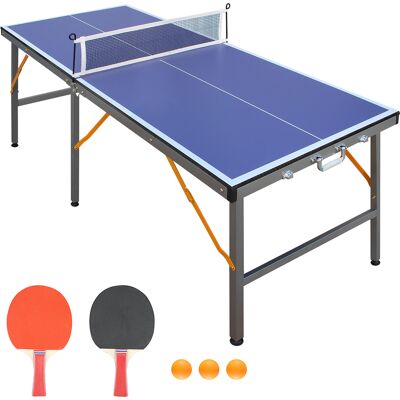 JHY DESIGN Mesa De Ping-pong Plegable Con Red Y Paletas, Ideal Para Uso Interior Y Exterior, Superficie Azul, Incluye 2 Paletas Y 3 Pelotas, Estructura Estable De 1,83 M. JHY DESIGN Mesa De Ping-pong Plegable Con Red Y Paletas, Ideal Para Uso Interior Y Exterior, Superficie Azul, Incluye 2 Paletas Y 3 Pelotas, Estructura Estable De 1,83 M.