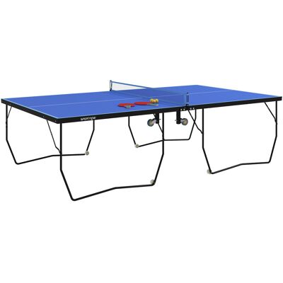 JHY DESIGN Mesa De Ping-pong Plegable Con Red, Ruedas, 2 Paletas Y 3 Pelotas, De Acero, Azul, 274 X 152,5 X 76 Cm. JHY DESIGN Mesa De Ping-pong Plegable Con Red, Ruedas, 2 Paletas Y 3 Pelotas, De Acero, Azul, 274 X 152,5 X 76 Cm.