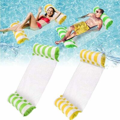 OEM Cama Flotante Inflable Plegable De 2 Piezas, Hamaca Acuática, Tumbona, Colchón De Aire, Hamaca Inflable Para Piscina Para Adultos Y Niños. (verde + Amarillo) - Crezuo OEM Cama Flotante Inflable Plegable De 2 Piezas, Hamaca Acuática, Tumbona, Colchón De Aire, Hamaca Inflable Para Piscina Para Adultos Y Niños. (verde + Amarillo) - Crezuo