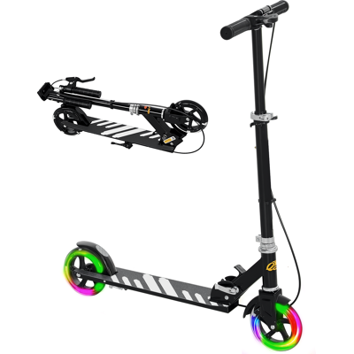 OEM Patinete Plegable Para Niños De 3-8 Años De 2 Ruedas Con Luces Manillar De 4 Altura Ajustable Doble Frenos Negro OEM Patinete Plegable Para Niños De 3-8 Años De 2 Ruedas Con Luces Manillar De 4 Altura Ajustable Doble Frenos Negro