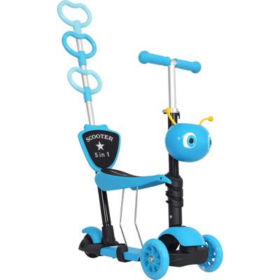 OEM 3 En 1 Patinete Para Niños De +18 Meses Scooter De 3 Ruedas Con Asiento Extraíble Manillar Mango De Empuje Altura Ajustable 62x25x72,5 Cm Azul OEM 3 En 1 Patinete Para Niños De +18 Meses Scooter De 3 Ruedas Con Asiento Extraíble Manillar Mango De Empuje Altura Ajustable 62x25x72,5 Cm Azul