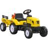 Tractor a pedales para niños de 3 años con remolque juguete de montar coche de pedales carga 35 kg 133x42x51 cm amarillo - Homcom