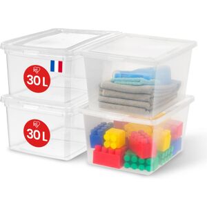 Caja De Almacenamiento De Plástico Multiusos, 30l, Juego De 4, Transparente, Cierre Fácil, Apilable, Para Dormitorio, Cocina, Oficina, Baño, Ropa, Juguetes, Sin Bpa, Cnl-30e - Iris Ohyama Caja De Almacenamiento De Plástico Multiusos, 30l, Juego De 4, Transparente, Cierre Fácil, Apilable, Para Dormitorio, Cocina, Oficina, Baño, Ropa, Juguetes, Sin Bpa, Cnl-30e - Iris Ohyama