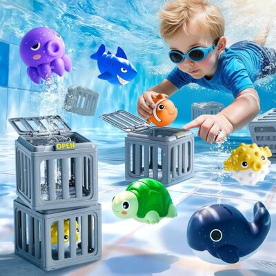 OEM Set De 12 Juguetes De Buceo: 6 Animales Marinos Y 6 Jaulas De Buceo. Autoenderezables. Para Piscina Y Bañera. Regalo Para Niños De 3 A 12 Años OEM Set De 12 Juguetes De Buceo: 6 Animales Marinos Y 6 Jaulas De Buceo. Autoenderezables. Para Piscina Y Bañera. Regalo Para Niños De 3 A 12 Años