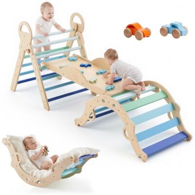 OEM Estructura De Escalada Para Niños Y Bebés, Gimnasio Montessori Plegable, Con Cojín Tobogán Arco De Escalada Carritos De Madera, Triángulo Pikler, Juguete Aprendizaje Para Niños, Madera Y Azul OEM Estructura De Escalada Para Niños Y Bebés, Gimnasio Montessori Plegable, Con Cojín Tobogán Arco De Escalada Carritos De Madera, Triángulo Pikler, Juguete Aprendizaje Para Niños, Madera Y Azul
