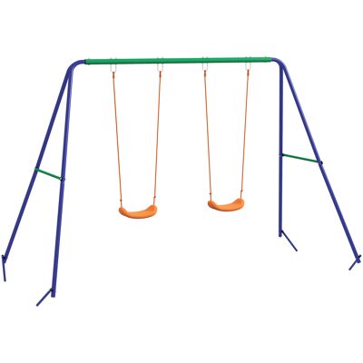 JHY DESIGN Columpio Infantil Para Niños De 3 A 8 Años Con 2 Asientos, Estructura Metálica Resistente A Los Rayos Uv, Capacidad De Peso De 90 Kg, Multicolor. JHY DESIGN Columpio Infantil Para Niños De 3 A 8 Años Con 2 Asientos, Estructura Metálica Resistente A Los Rayos Uv, Capacidad De Peso De 90 Kg, Multicolor.