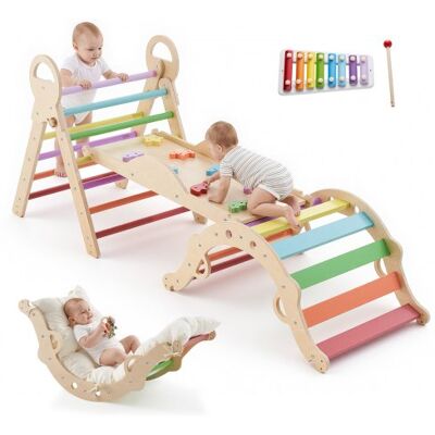 OEM Estructura De Escalada Para Niños Y Bebés, Gimnasio Montessori Plegable, Con Xilófono Cojín Rampa De Tobogán Arco De Escalada, Triángulo Pikler, Juguete Multifuncional Para Niños, Color Arcoíris OEM Estructura De Escalada Para Niños Y Bebés, Gimnasio Montessori Plegable, Con Xilófono Cojín Rampa De Tobogán Arco De Escalada, Triángulo Pikler, Juguete Multifuncional Para Niños, Color Arcoíris