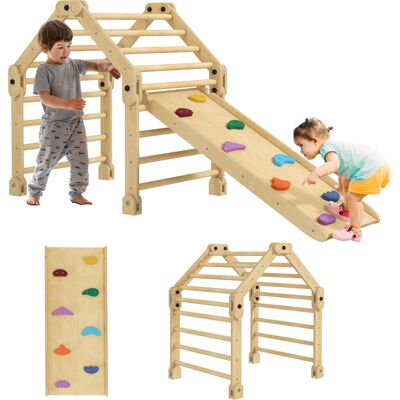 JHY DESIGN Estructura De Escalada Plegable 3 En 1 Con Escalera Y Tobogán/pared De Escalada, Hecha De Madera, Para Niños De 1,5 A 4 Años. JHY DESIGN Estructura De Escalada Plegable 3 En 1 Con Escalera Y Tobogán/pared De Escalada, Hecha De Madera, Para Niños De 1,5 A 4 Años.