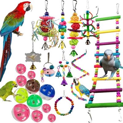 OEM Juego De 21 Piezas De Columpios Y Juguetes Para Masticar Para Loros, Varios Estilos, 21 Piezas, Cotorras Y Otros Pájaros Pequeños, Multicolor OEM Juego De 21 Piezas De Columpios Y Juguetes Para Masticar Para Loros, Varios Estilos, 21 Piezas, Cotorras Y Otros Pájaros Pequeños, Multicolor