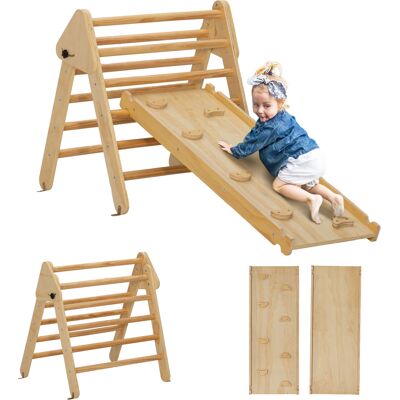 JHY DESIGN Triángulo De Escalada De Madera 3 En 1 Para Trepar Y Deslizarse, Carga Máxima 50 Kg, Para Niños De 18 A 48 Meses, Madera Natural. JHY DESIGN Triángulo De Escalada De Madera 3 En 1 Para Trepar Y Deslizarse, Carga Máxima 50 Kg, Para Niños De 18 A 48 Meses, Madera Natural.