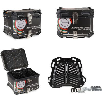 OEM Maleta Superior De Aluminio Para Motocicleta + Placa De 45 L Con Revestimiento Gráfico Negro OEM Maleta Superior De Aluminio Para Motocicleta + Placa De 45 L Con Revestimiento Gráfico Negro