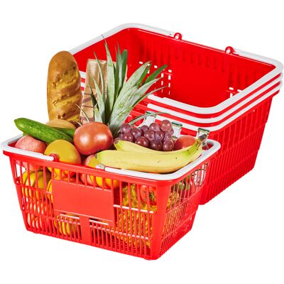 Vevor Cestas De Compra Con Asas 4 Piezas 430 X 305 X 215 Mm, Apilables, De Plástico Pe, Estructura De Malla Densa, Capacidad De Hasta 9,07 Kg, Para Supermercados, Tiendas, Uso Domestico, Rojo Vevor Cestas De Compra Con Asas 4 Piezas 430 X 305 X 215 Mm, Apilables, De Plástico Pe, Estructura De Malla Densa, Capacidad De Hasta 9,07 Kg, Para Supermercados, Tiendas, Uso Domestico, Rojo