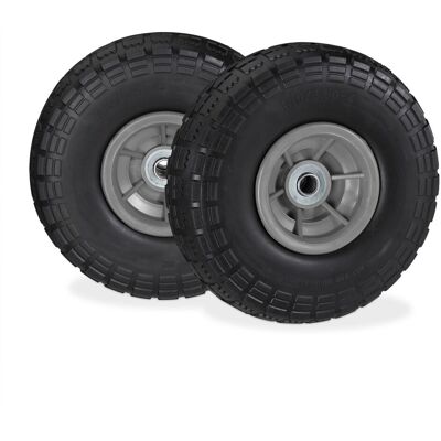 Relaxdays - 4 Ruedas De Carro, Antipinchazos, Macizas, 4.10/3.50-4', Eje De 16 Mm, Hasta 150 Kg, 260x85mm, Negro Y Gris Relaxdays - 4 Ruedas De Carro, Antipinchazos, Macizas, 4.10/3.50-4', Eje De 16 Mm, Hasta 150 Kg, 260x85mm, Negro Y Gris