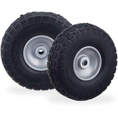 RELAXDAYS 4 Ruedas De Carro, Antipinchazos, Macizas, 4.10/3.50-4', Eje De 16 Mm, Hasta 150 Kg, 26 X 8,5 Cm, Negro Y Gris RELAXDAYS 4 Ruedas De Carro, Antipinchazos, Macizas, 4.10/3.50-4', Eje De 16 Mm, Hasta 150 Kg, 26 X 8,5 Cm, Negro Y Gris