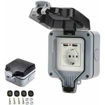 OEM Enchufe Impermeable Ip66 Con Puertos Usb, Toma De Corriente Exterior Con Tapa, Caja De Enchufe De Pared Para Jardín, Garaje, Piscina. OEM Enchufe Impermeable Ip66 Con Puertos Usb, Toma De Corriente Exterior Con Tapa, Caja De Enchufe De Pared Para Jardín, Garaje, Piscina.