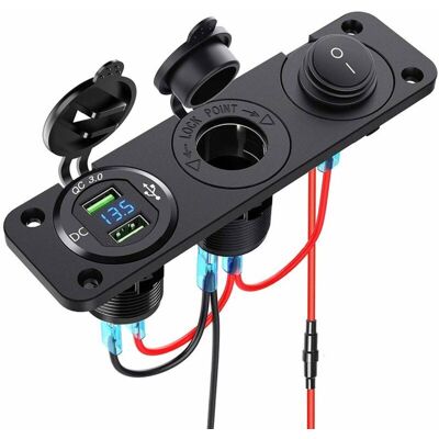 OEM Repartiteur Allume-cigare - 12 V 24 V - Doble Puerto Qc3.0 - Pantalla Led Voltimetro - Interruptor Estanco - Para Coche Barco Moto Camion - 1 Unidad OEM Repartiteur Allume-cigare - 12 V 24 V - Doble Puerto Qc3.0 - Pantalla Led Voltimetro - Interruptor Estanco - Para Coche Barco Moto Camion - 1 Unidad