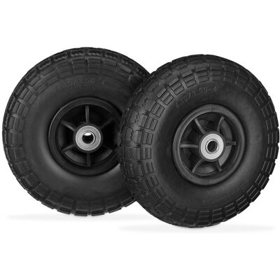 Relaxdays - 8 Ruedas De Carro, Antipinchazos, Macizas, 4.10/3.50-4', Eje De 16 Mm, Hasta 150 Kg, 260x85mm, Negro Relaxdays - 8 Ruedas De Carro, Antipinchazos, Macizas, 4.10/3.50-4', Eje De 16 Mm, Hasta 150 Kg, 260x85mm, Negro