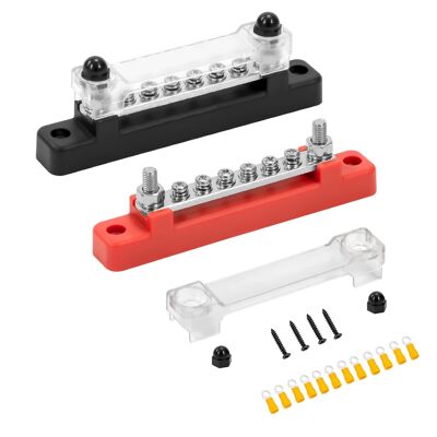 OEM Barre De Distribution - 12 V A 48 V Dc - 150 A - Para Automovil Camion Barco - 6 Terminales M4 - Rojo Negro - 2 Unidades OEM Barre De Distribution - 12 V A 48 V Dc - 150 A - Para Automovil Camion Barco - 6 Terminales M4 - Rojo Negro - 2 Unidades