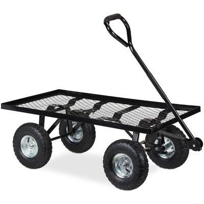 Carretilla Mano Plana, Jardín, Con Ruedas Neumáticas, 34,5 X 51 X 96 Cm, Hasta 200 Kg, Carreta Acero, Negro - Relaxdays Carretilla Mano Plana, Jardín, Con Ruedas Neumáticas, 34,5 X 51 X 96 Cm, Hasta 200 Kg, Carreta Acero, Negro - Relaxdays