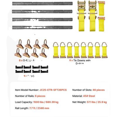 OEM Kit De Rieles De Fijación E-track, 4 Rieles, 46 Puntos De Anclaje, Paquete De 4 OEM Kit De Rieles De Fijación E-track, 4 Rieles, 46 Puntos De Anclaje, Paquete De 4