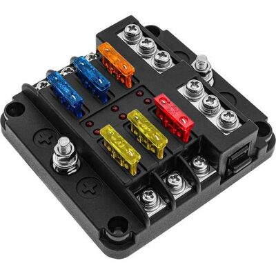 OEM Caja De Fusibles De 12 V Y 6 Vías – 100 A Máximo – Indicador Led – 16 Fusibles Atc/ato – Fabricada En Pbt Ignífugo Y Acero Inoxidable – Apta Para Aplicaciones Automotrices Y Marinas OEM Caja De Fusibles De 12 V Y 6 Vías – 100 A Máximo – Indicador Led – 16 Fusibles Atc/ato – Fabricada En Pbt Ignífugo Y Acero Inoxidable – Apta Para Aplicaciones Automotrices Y Marinas