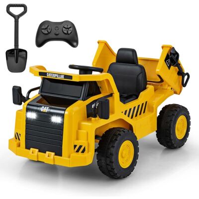 Costway - Coche Eléctrico Para Niños 12v, Camión De Caterpillar Con Plataforma Inclinable Y Megáfono, Control Remoto Y Pala De Arena, Luces Led Y Música, Usb Y Mp3, Vehículo Batería Amarillo Costway - Coche Eléctrico Para Niños 12v, Camión De Caterpillar Con Plataforma Inclinable Y Megáfono, Control Remoto Y Pala De Arena, Luces Led Y Música, Usb Y Mp3, Vehículo Batería Amarillo