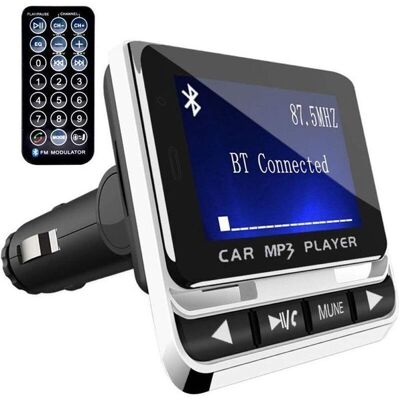 TONCHEAN Modulador Fm Para Coche, Bluetooth 5.0, Pantalla De 1.4', Control Remoto, Puerto Jack, Usb, Micro-sd, Compatible Con Android E Ios, Color Negro TONCHEAN Modulador Fm Para Coche, Bluetooth 5.0, Pantalla De 1.4', Control Remoto, Puerto Jack, Usb, Micro-sd, Compatible Con Android E Ios, Color Negro