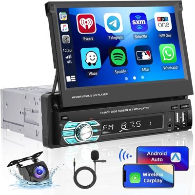 OEM Radio De Coche Inalámbrica De 1 Din Con Carplay, Pantalla Táctil Retráctil, Ecualizador, Android Auto Inalámbrico. Radio De Coche De 7 Pulgadas Con Bluetooth, Mirror Link, Tf/usb/tipo-c + Cámara De Ma OEM Radio De Coche Inalámbrica De 1 Din Con Carplay, Pantalla Táctil Retráctil, Ecualizador, Android Auto Inalámbrico. Radio De Coche De 7 Pulgadas Con Bluetooth, Mirror Link, Tf/usb/tipo-c + Cámara De Ma