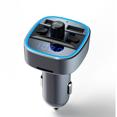 OEM Transmisor Fm Bluetooth Para Coche, Adaptador Receptor De Radio Con Iluminación Ambiental Azul, Función Manos Libres Y Cargador Usb Doble. OEM Transmisor Fm Bluetooth Para Coche, Adaptador Receptor De Radio Con Iluminación Ambiental Azul, Función Manos Libres Y Cargador Usb Doble.