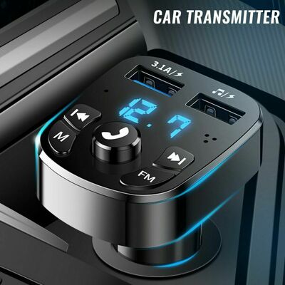 OEM Kit Manos Libres Inalámbrico Bluetooth 5.0 Para Coche Con Transmisor Fm, Reproductor De Mp3 Y 2 Cargadores Usb. OEM Kit Manos Libres Inalámbrico Bluetooth 5.0 Para Coche Con Transmisor Fm, Reproductor De Mp3 Y 2 Cargadores Usb.