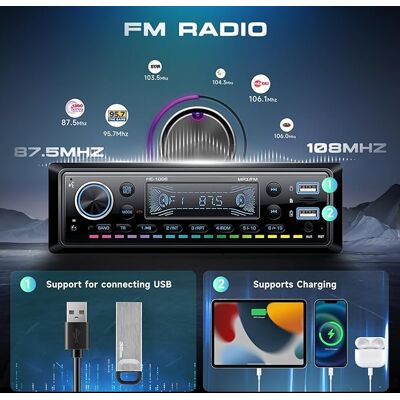 OEM Radio Para Coche, Bluetooth 5.0, Kit Manos Libres, Reproductor Multimedia Mp3 OEM Radio Para Coche, Bluetooth 5.0, Kit Manos Libres, Reproductor Multimedia Mp3