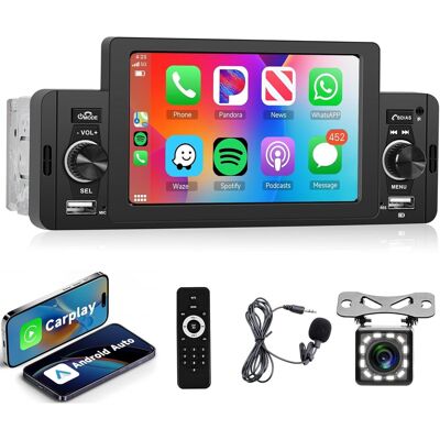 OEM Autorradio De 1 Din Con Apple Carplay, Android Auto, Bluetooth, Llamadas Manos Libres, Pantalla Táctil De 5 Pulgadas, Mirror Link Para Android/ios, Bluetooth, Fm/usb/aux/lector De Tarjeta Tf, Cámara D OEM Autorradio De 1 Din Con Apple Carplay, Android Auto, Bluetooth, Llamadas Manos Libres, Pantalla Táctil De 5 Pulgadas, Mirror Link Para Android/ios, Bluetooth, Fm/usb/aux/lector De Tarjeta Tf, Cámara D