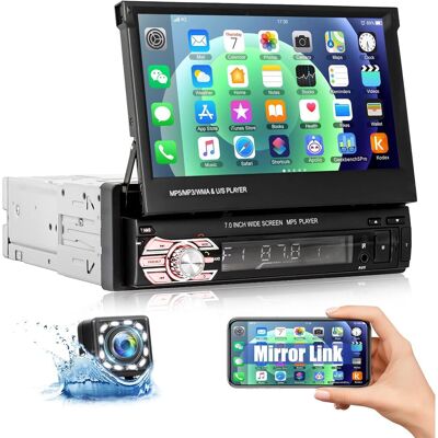 OEM Radio Para Coche Bluetooth De 1 Din Con Mirror Link Para Ios/android, Pantalla Táctil Motorizada Y Ampliable De 7 Pulgadas Con Bluetooth, Fm, Usb + Cámara De Marcha Atrás. OEM Radio Para Coche Bluetooth De 1 Din Con Mirror Link Para Ios/android, Pantalla Táctil Motorizada Y Ampliable De 7 Pulgadas Con Bluetooth, Fm, Usb + Cámara De Marcha Atrás.