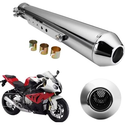 OEM Silenciador De Motocicleta, Estilo Retro Clásico, Ajuste Universal, Plateado, Silenciador OEM Silenciador De Motocicleta, Estilo Retro Clásico, Ajuste Universal, Plateado, Silenciador