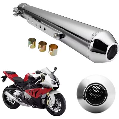 OEM Silenciador De Escape Para Motocicleta, Ajuste Universal, Diseño Clásico Retro, Cromado Plateado. OEM Silenciador De Escape Para Motocicleta, Ajuste Universal, Diseño Clásico Retro, Cromado Plateado.
