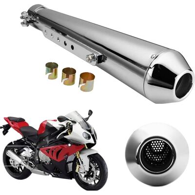 OEM Silenciador De Escape Para Motocicleta, Acero Inoxidable, Ajuste Universal, Chapado En Plata. OEM Silenciador De Escape Para Motocicleta, Acero Inoxidable, Ajuste Universal, Chapado En Plata.