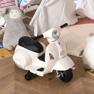 LIIYIELA Motocicleta Infantil Con Faro Bocina Y 4 Ruedas Moto Eléctrica Vespa Para Niños Con Licencia 66,5x38x52 Cm Blanco LIIYIELA Motocicleta Infantil Con Faro Bocina Y 4 Ruedas Moto Eléctrica Vespa Para Niños Con Licencia 66,5x38x52 Cm Blanco
