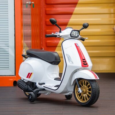 LIIYIELA Moto Eléctrica Para Niños De +3 Años Con Licencia Vespa Con Usb Mp3 Luz Led Radio Fm Velocidad 3 Km/h Carga 35kg Blanco LIIYIELA Moto Eléctrica Para Niños De +3 Años Con Licencia Vespa Con Usb Mp3 Luz Led Radio Fm Velocidad 3 Km/h Carga 35kg Blanco