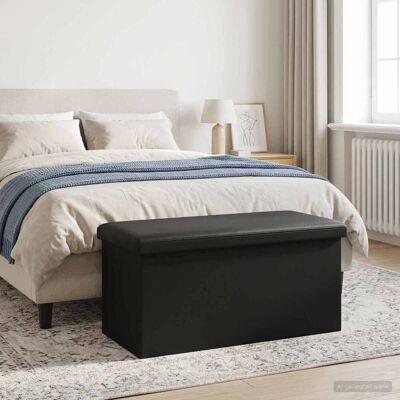 Vidaxl Banco De Almacenamiento Plegable Negro Pvc Vidaxl Banco De Almacenamiento Plegable Negro Pvc