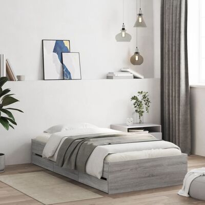 Vidaxl Cama Con Cajones Madera De Ingeniería Gris Sonoma 75x190 Cm Vidaxl Cama Con Cajones Madera De Ingeniería Gris Sonoma 75x190 Cm