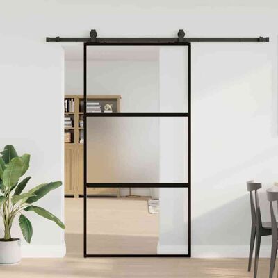Vidaxl Puerta Corredera Herrajes Negro 102,5x205 Cm Vidrio Templado Vidaxl Puerta Corredera Herrajes Negro 102,5x205 Cm Vidrio Templado