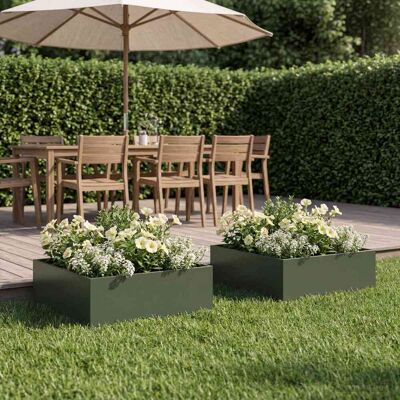 Vidaxl Macetero De Jardín 2 Uds. Verde Oliva 40 X 40 X 20 Cm Vidaxl Macetero De Jardín 2 Uds. Verde Oliva 40 X 40 X 20 Cm