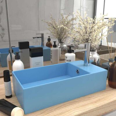 Vidaxl Lavabo Con Rebosadero Cerámica Azul Claro Vidaxl Lavabo Con Rebosadero Cerámica Azul Claro