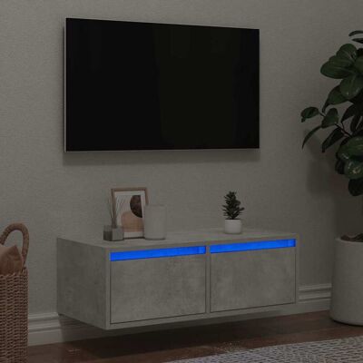 Vidaxl Mueble De Tv Con Luces Led Gris Hormigón 75x35,5x25 Cm Vidaxl Mueble De Tv Con Luces Led Gris Hormigón 75x35,5x25 Cm