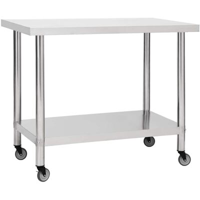 Vidaxl Mesa De Trabajo Para Cocina Con Ruedas Acero Inox 100x30x85 Cm Vidaxl Mesa De Trabajo Para Cocina Con Ruedas Acero Inox 100x30x85 Cm